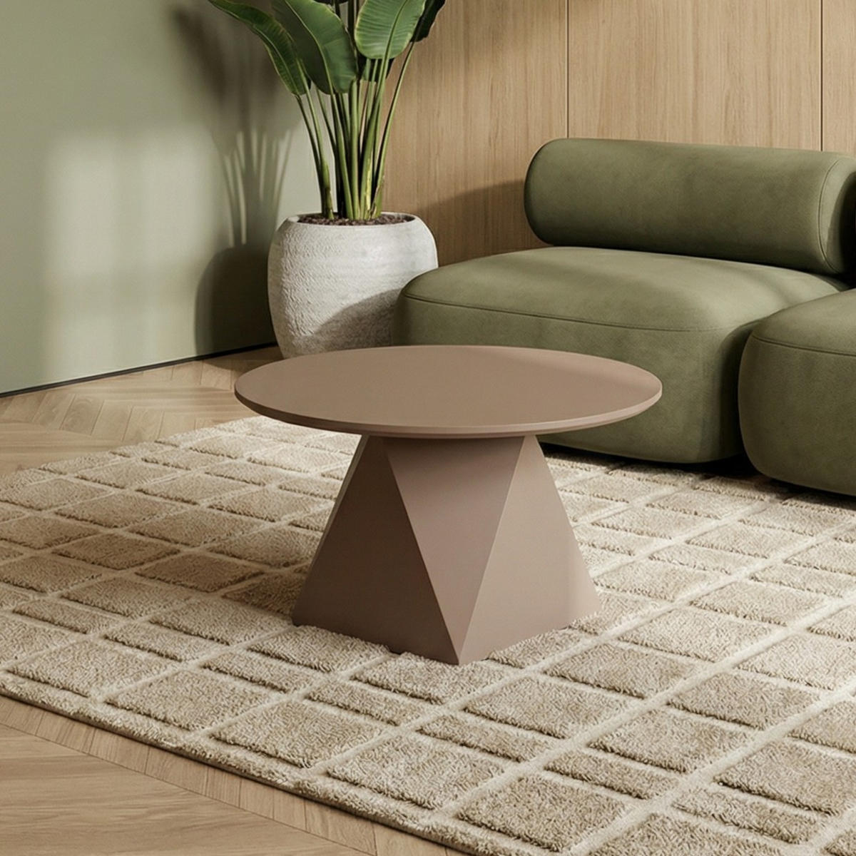 COUCHTISCH rund Mocha Mousse 80/80/45 cm - Hellbraun/Rotbraun, Holzwerkstoff (80/80/45cm) - Furnhouse