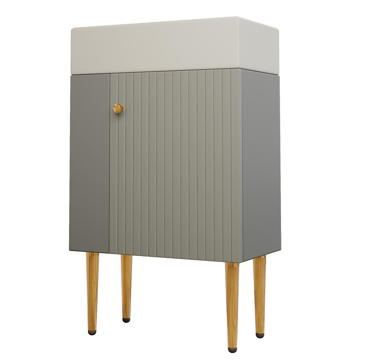 WASCHBECKENSCHRANK mit Ablagefächern Grey/White - Grau, Holzwerkstoff (31/91.5/55cm) - Beauniv
