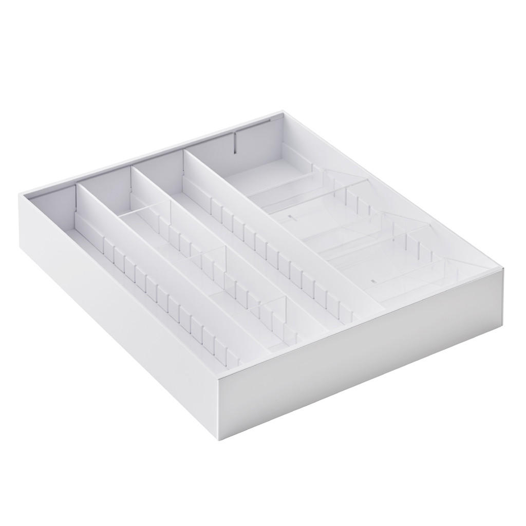 BESTECKKASTEN Tower 5415 Weiß ausziehbar, 5,5 x 30–47,5 x 35 cm - Weiß, Kunststoff (47.5/5.5/35cm) - Yamazaki