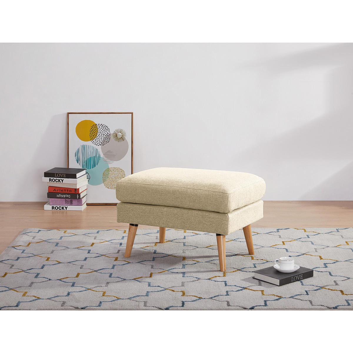 POLSTERHOCKER - Beige, Holz (72/47/49cm) - home24