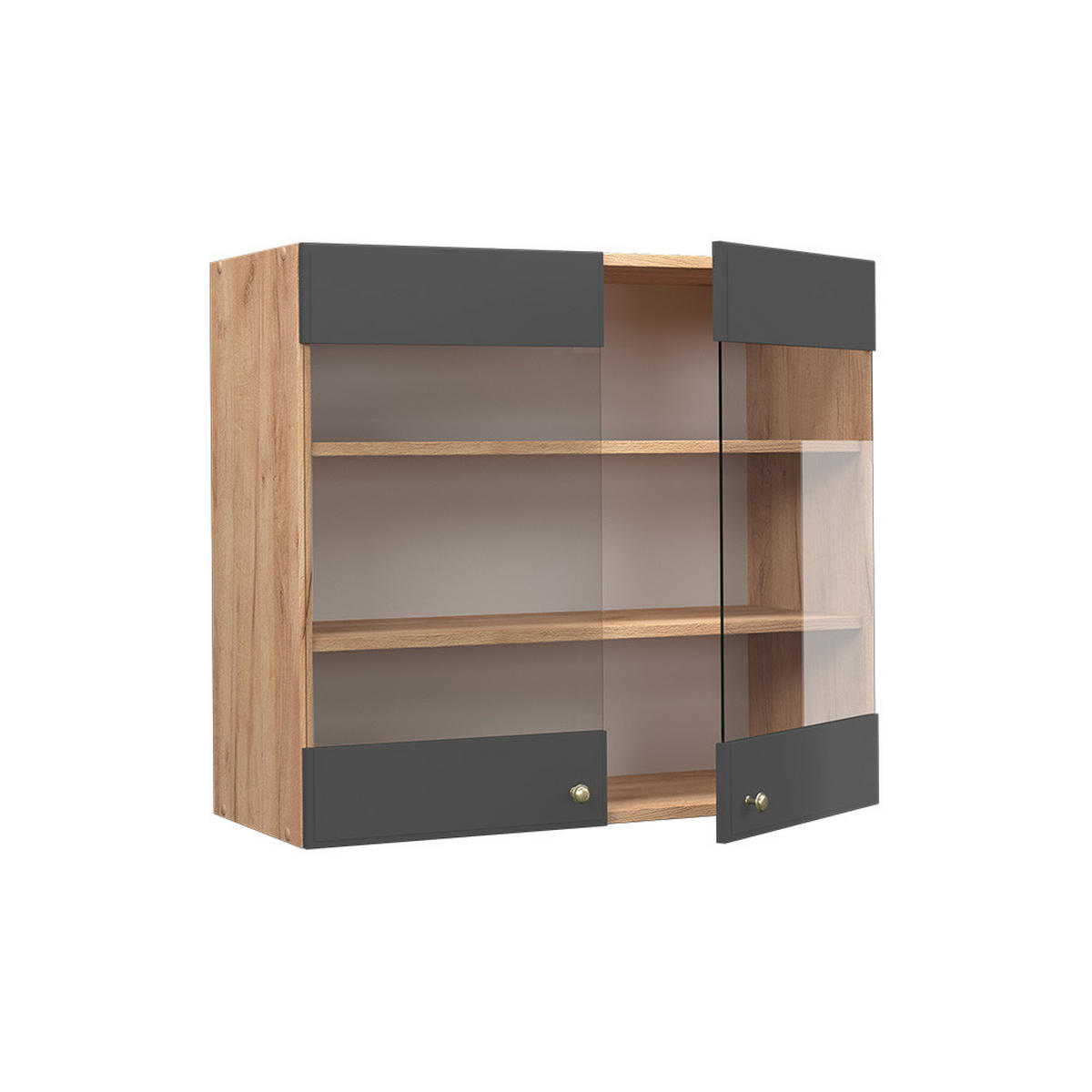KÜCHENGLASSCHRANK Fame-Line Anthrazit-Gold 80 cm - Honigeiche/Anthrazit, Holzwerkstoff (80/72/34.1cm) - Vicco