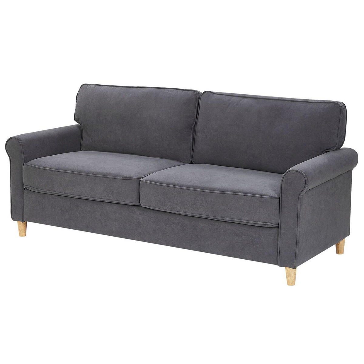 3-SITZER-SOFA Samtstoff Dunkelgrau Ronneby - Dunkelgrau, Textil (190/88/78cm) - Beliani