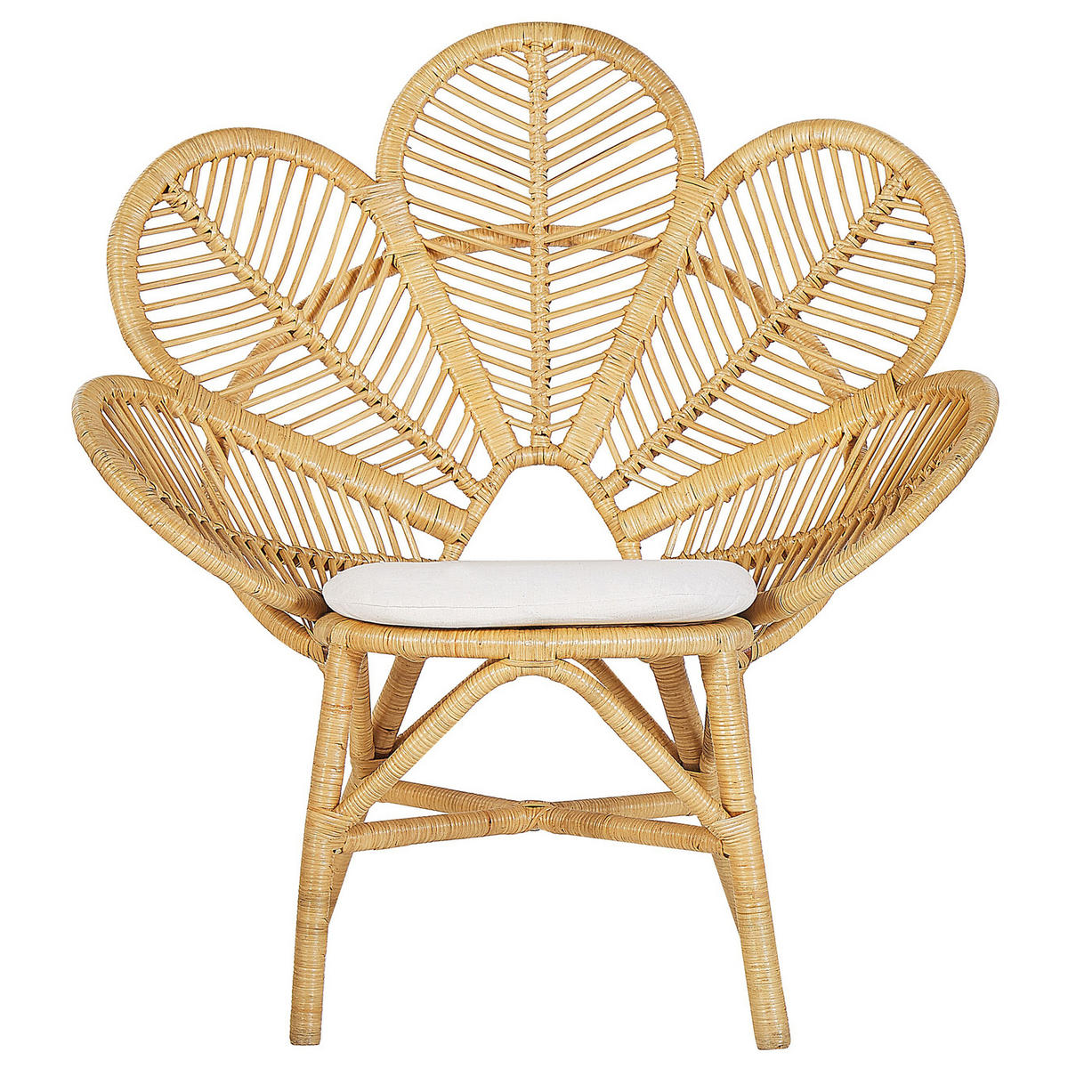 BALKONSET 2-Sitzer Rattan natürlich Auflagen beige Florentine/Limni - Beige/Naturfarben, Naturmaterialien - Beliani