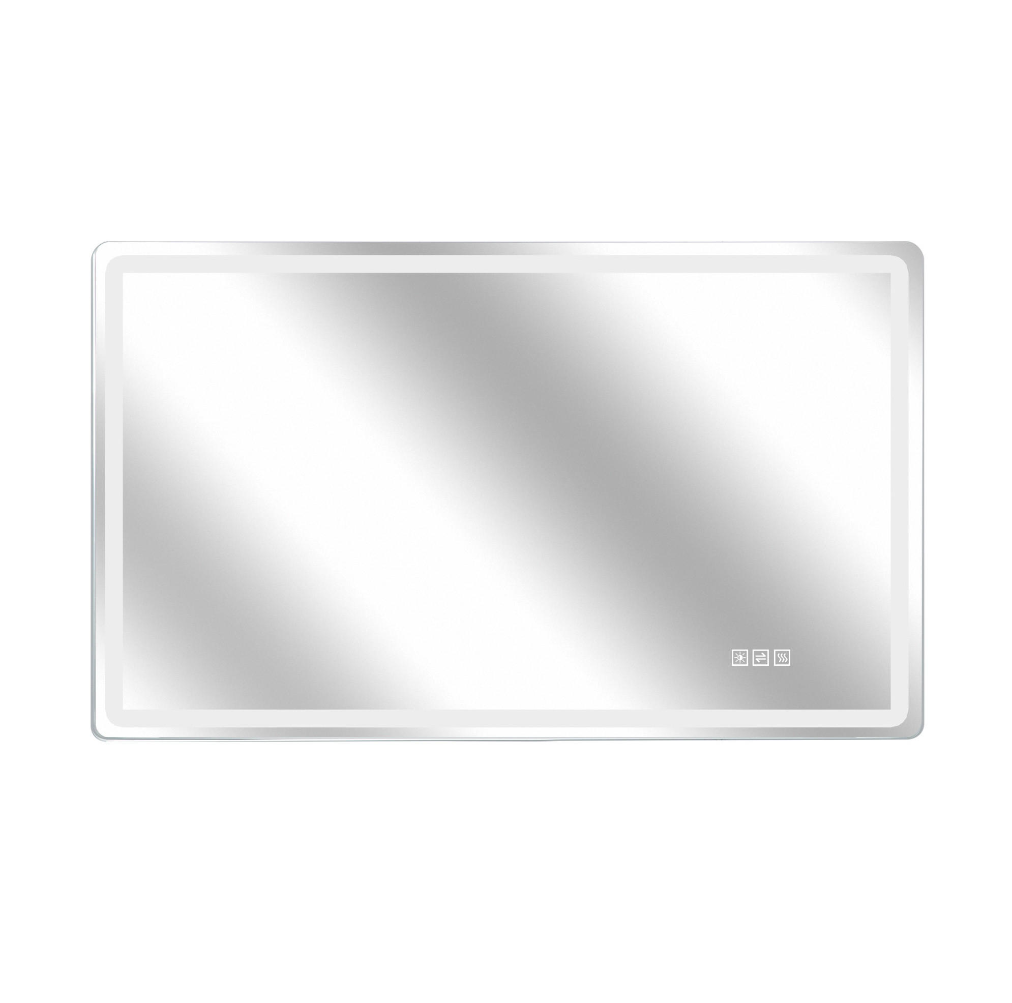 WANDSPIEGEL 60/2/100 cm silber aus Glas und Metall mit LED, Anti-Beschlag - Silberfarben, Glas (60/2.9/100cm) - OKWISH