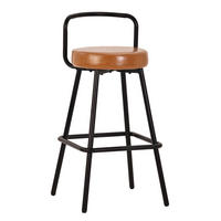 BARHOCKER 2er-Set mit Rückenlehne und Fußstütze PU-Leder Braun - Braun, Metall (37/90.5/37cm) - Meubliv