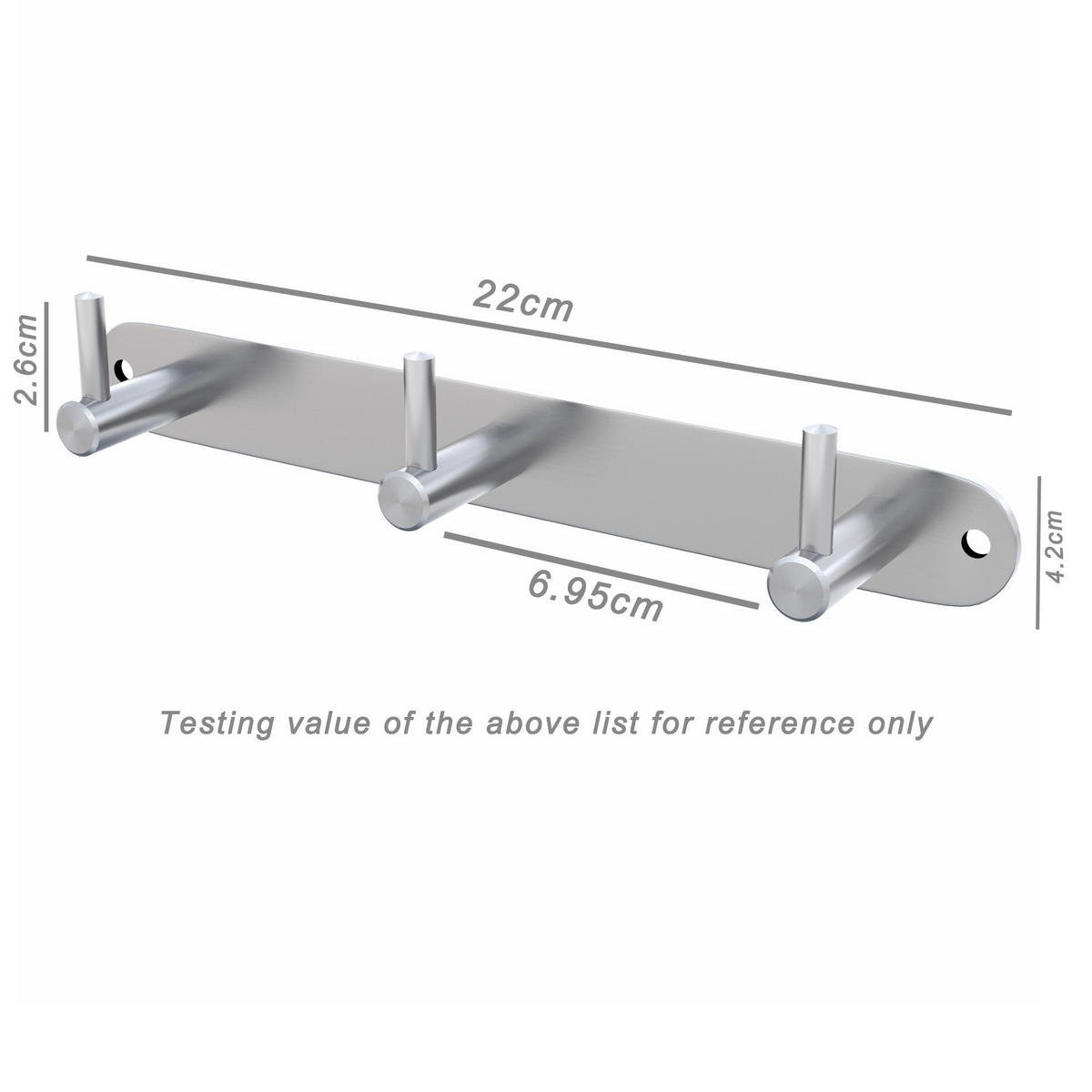HAKENLEISTE 22/4.2/4.2 cm - Silberfarben, Metall (4.2/4.2/22cm) - Intirilife