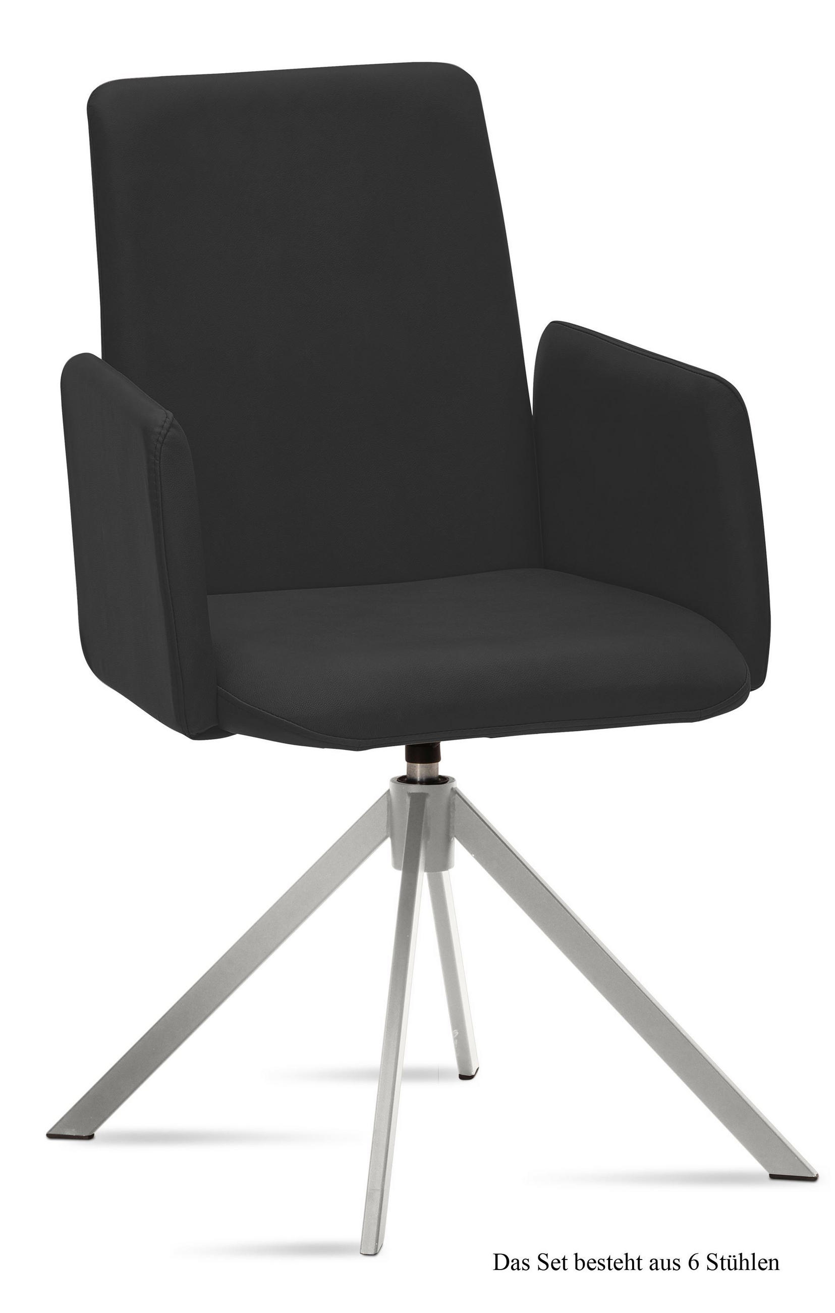ARMLEHNSTUHL drehbar (6er-Set) Dreama 52x92x60 Edelstahl/Anthrazit - Edelstahlfarben/Anthrazit, Kunststoff (60/92/52cm) - 58aufmkessel