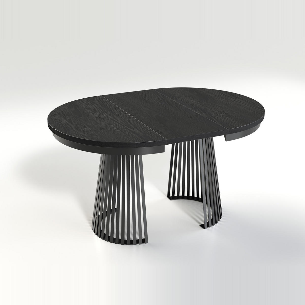 ESSTISCH Garda rund ausziehbar 100-180 x 100 x 76,6 cm Schwarz Paintflow/Schwarz - Schwarz, Holzwerkstoff (100/100/76.6cm) - Koseto