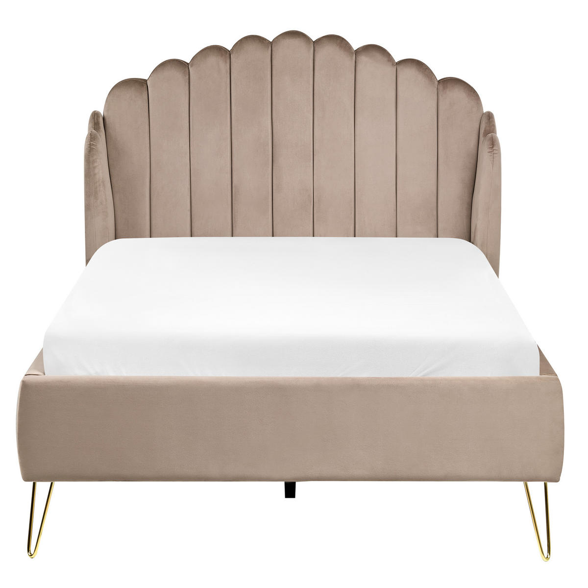 BETT mit Lattenrost 120/200 cm Taupe Ambillou - Taupe/Goldfarben, Textil (120/200cm) - Beliani