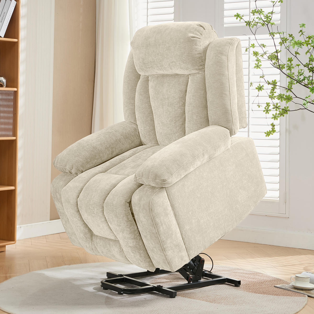MASSAGESESSEL mit Massagefunktion Relaxsessel 95/94/107 cm mit USB - Beige, Textil (95/107/94cm) - EVRYAE