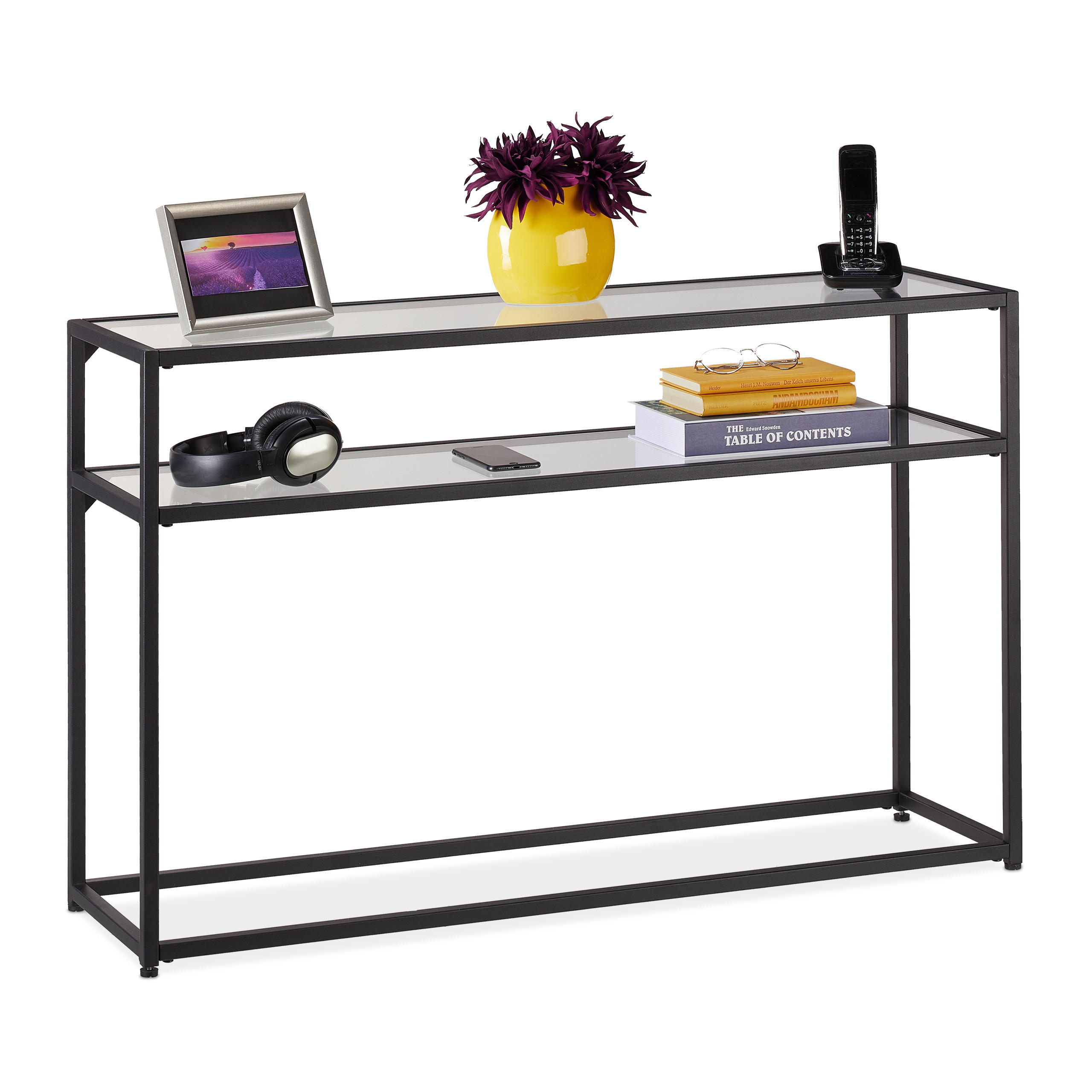 KONSOLENTISCH - Multicolor, Glas/Metall (30/110/70cm) - Relaxdays