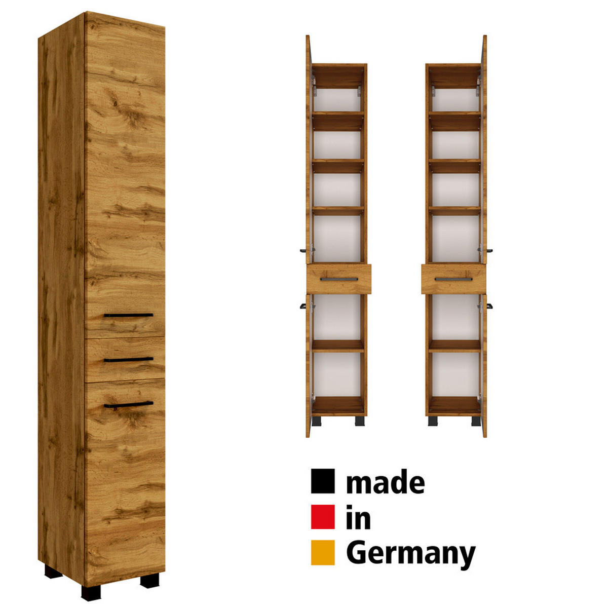 BADMÖBEL-SET 3-TLG. Morisson-03 - Braun, Holzwerkstoff (160/200/50cm) - Lomado