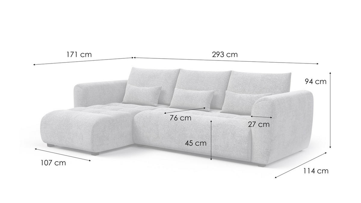 ECKSOFA SORENO 4-Sitzer, orange - Schwarz/Orange, Holz/Textil (293/171cm) - Courtois Laville