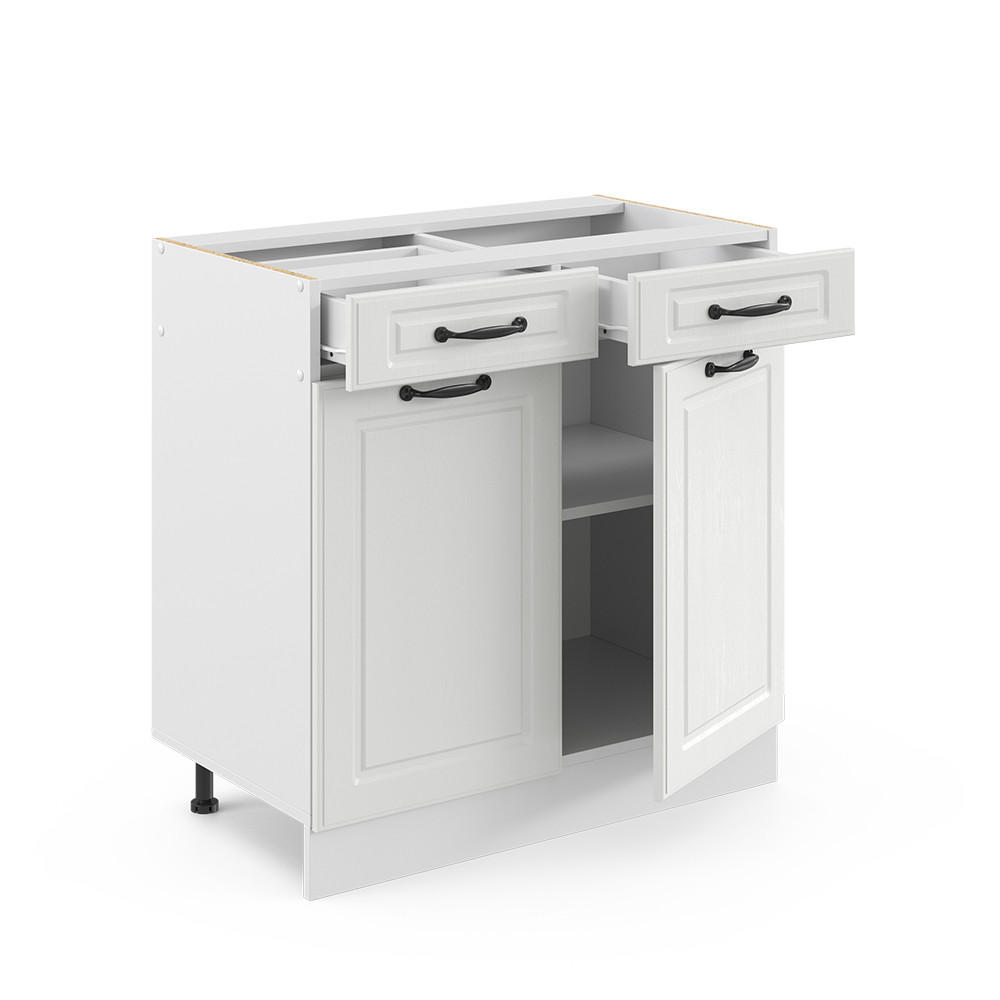 KÜCHENUNTERSCHRANK R-Line Weiß Landhaus 80 cm ohne AP - Weiß, Holzwerkstoff (80/81.6/46cm) - Vicco
