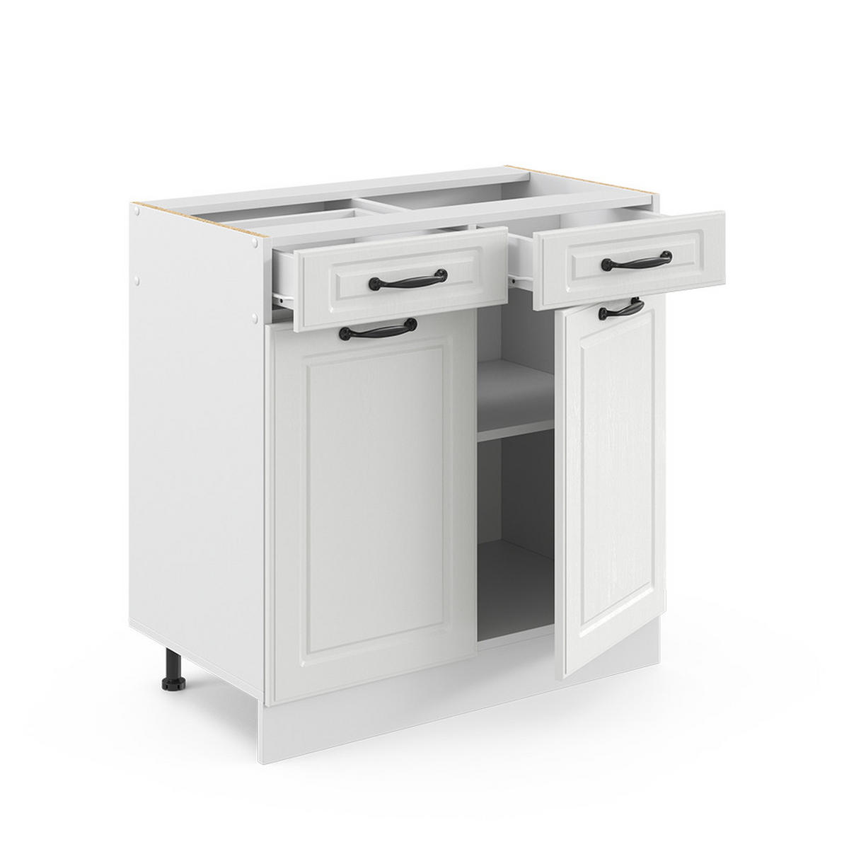 KÜCHENUNTERSCHRANK R-Line Weiß Landhaus 80 cm ohne AP - Weiß, Holzwerkstoff (80/81.6/46cm) - Vicco