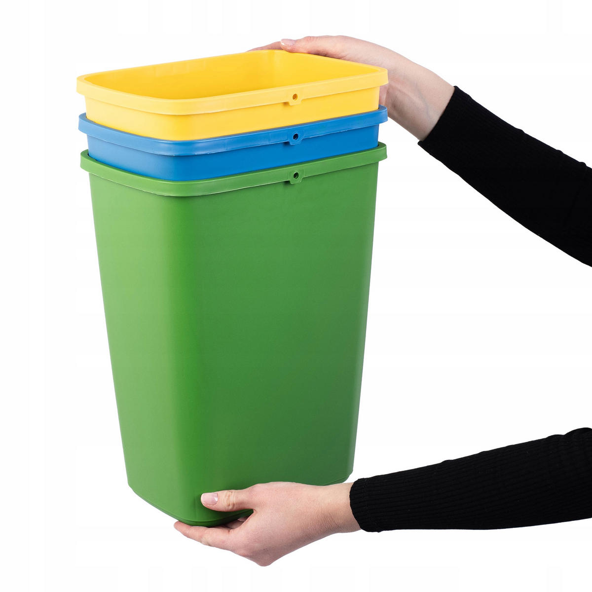 ABFALLBEHÄLTER-SET 3x12L - Blau/Gelb, Kunststoff (18/33cm) - KADAX