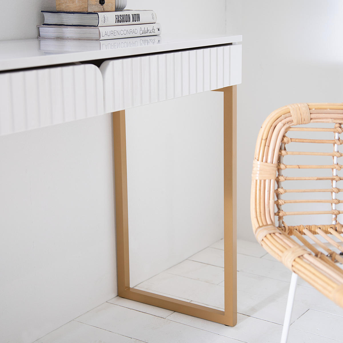 SCHREIBTISCH - Goldfarben, Holzwerkstoff/Metall (40/110/75cm) - home24