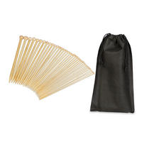 37-DIELNA súprava ihlíc - svetlohnedá, drevo/textil (1.9/1.9cm) - Relaxdays