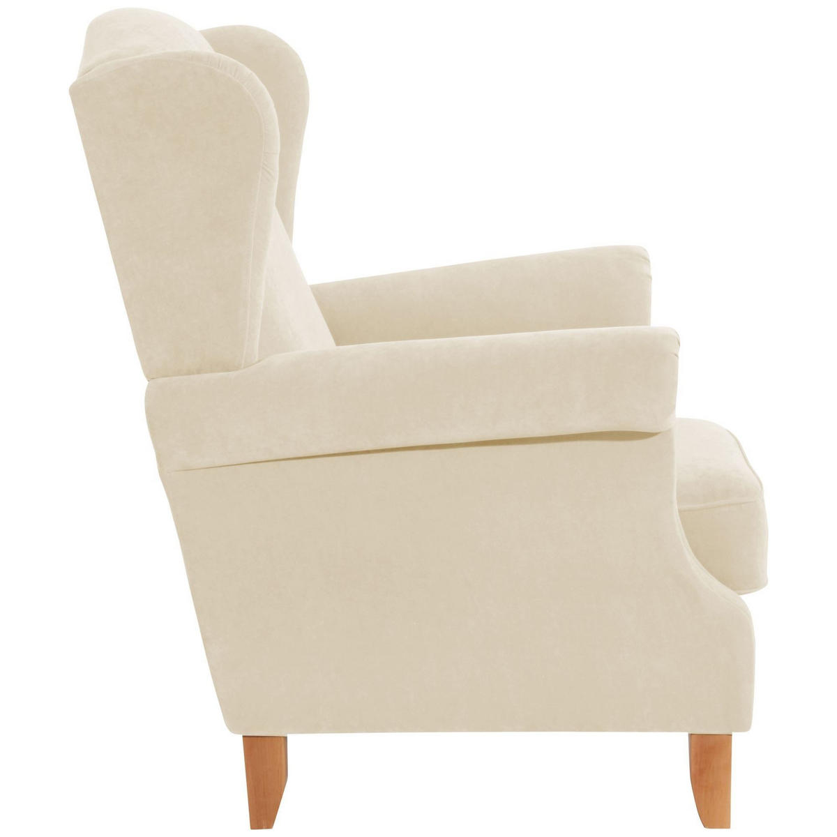 OHRENSESSEL Katria Bezug Veloursstoff Buche natur / creme - Weiß, Kunststoff (88/108/84cm) - 58aufmkessel