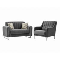 SITZGARNITUR Kochi, Grau Stellvariante 2+1 - Grau, Holzwerkstoff/Metall (178/85/95cm)