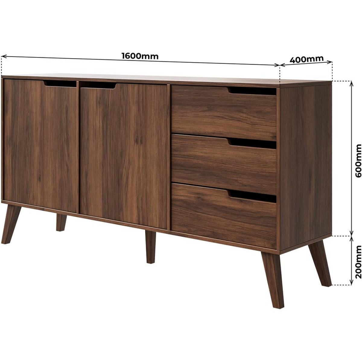 KOMMODE Norel mit 3 Schubalden und 2 Türen, Walnuss - Walnussfarben, Holz/Holzwerkstoff (160/80/40cm) - Beautysofa