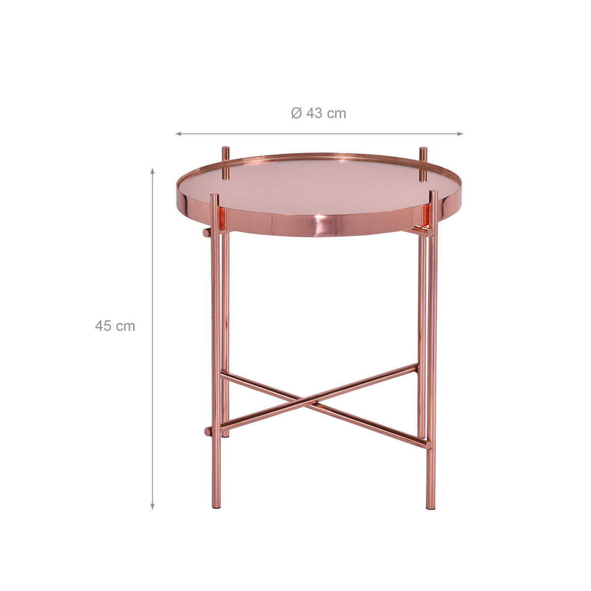 BEISTELLTISCH rund Kupfer Ø 43/45 cm - Kupferfarben, Metall (45/43/45cm) - WOMO-DESIGN