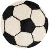 TEPPICH Kinder Hochflor Fußball Motiv Polypropylen Kinderzimmer Schwarz Rund 100x100 - Schwarz, Textil (100/100cm) - KADIMA DESIGN