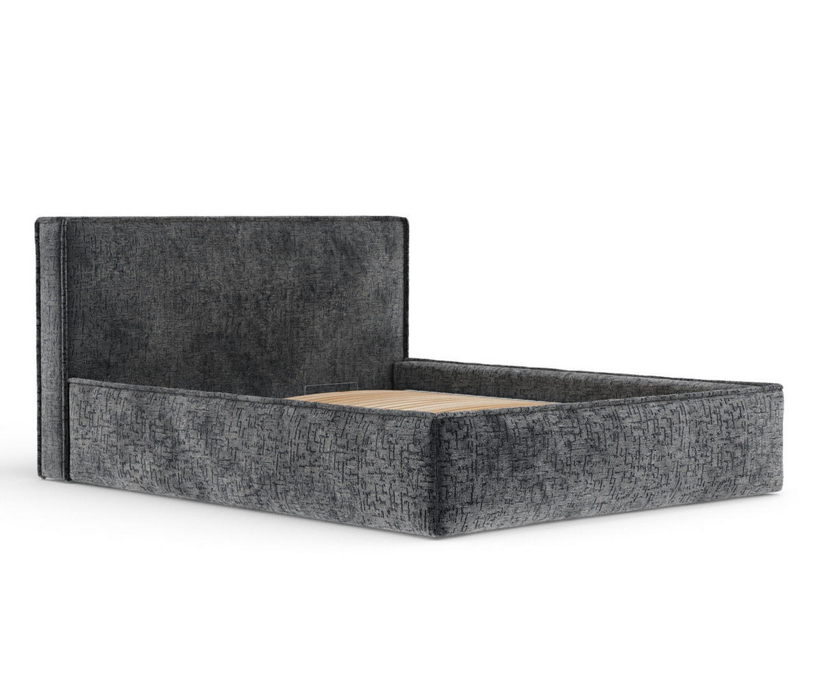 POLSTERBETT Lounge Anthrazit 120/200 cm im Chenille-Stoff - Anthrazit/Naturfarben, Holz/Holzwerkstoff (120/200cm) - Maison de Reve