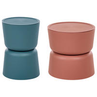 BEISTELLTISCH 2er-Set 32/40 cm Blaugrün Orange - Jadegrün, Kunststoff (32/32/46cm) - Beliani