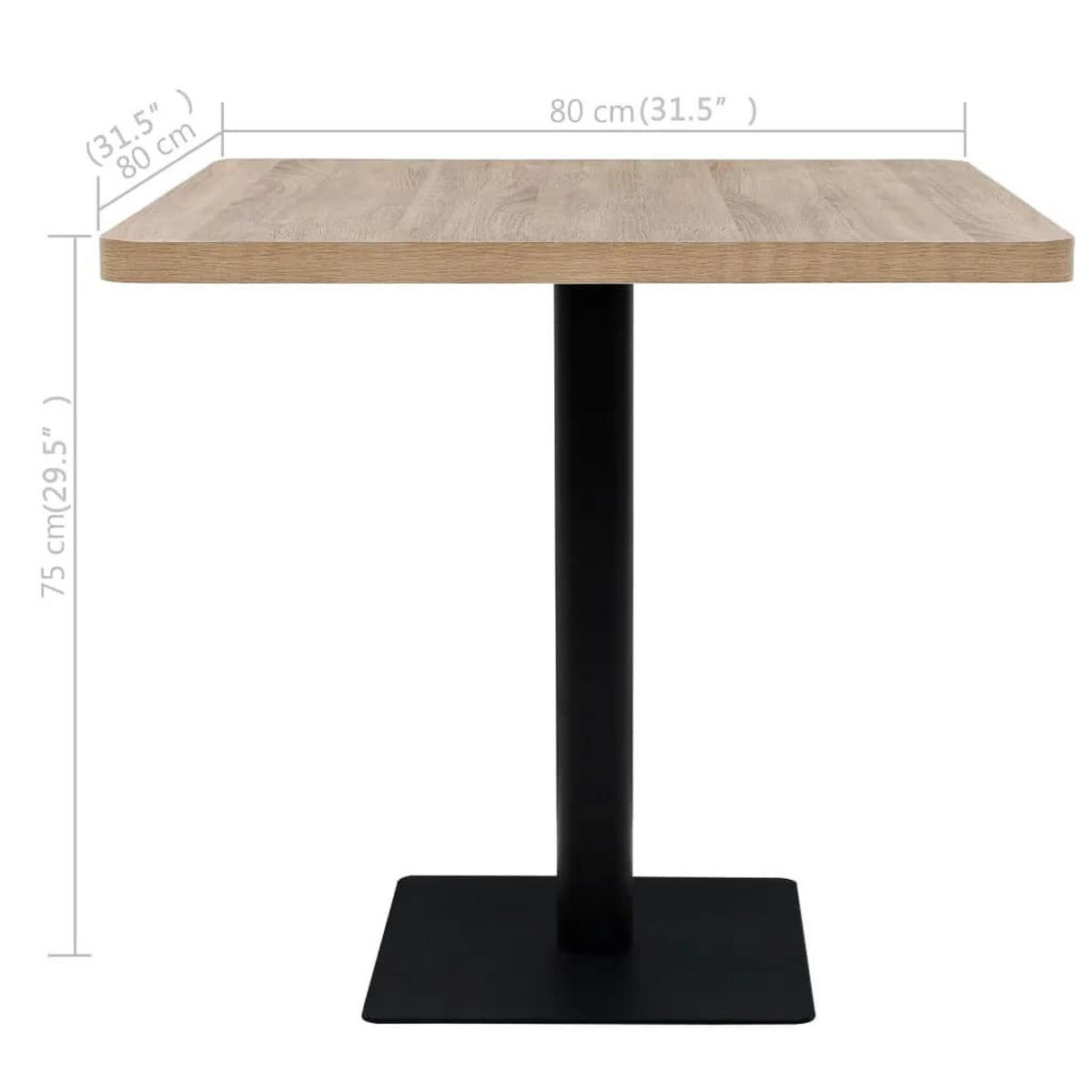 BISTROTISCH Marv Quadratisch 80x80x75 cm Eichenoptik - Eichefarben, Holz (80/80/75cm) - DELUKE