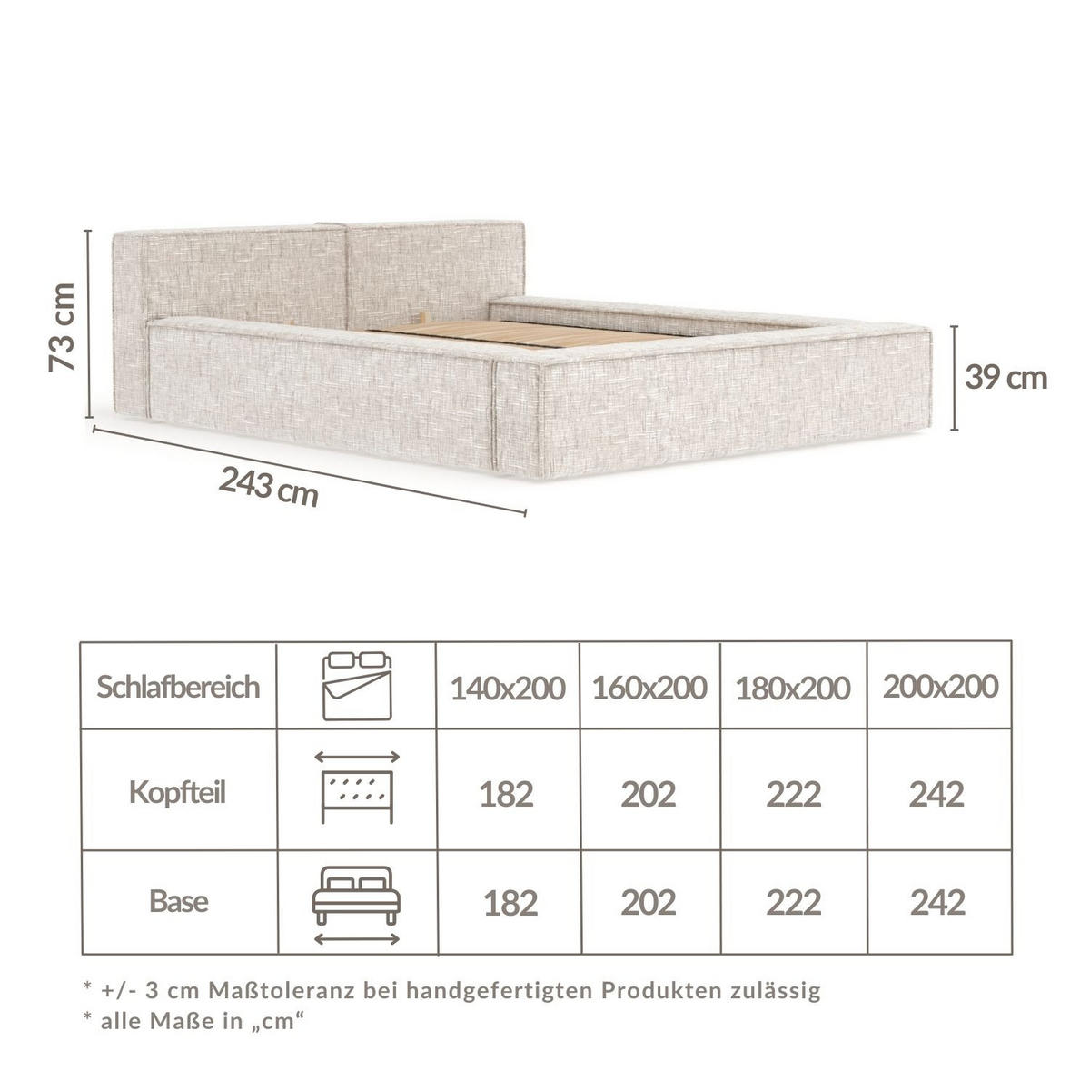 POLSTERBETT Voliera Marineblau 200/200 cm im Webstoff - Birkefarben/Schwarz, Holz/Holzwerkstoff (200/200cm) - Maison de Reve