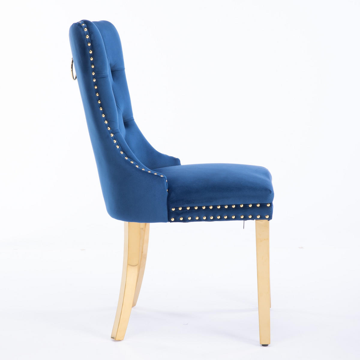 ESSZIMMERSTUHL 2er-Set aus Samt mit Nagelkopfbesatz, Blau - Blau, Textil (65/95/50cm)