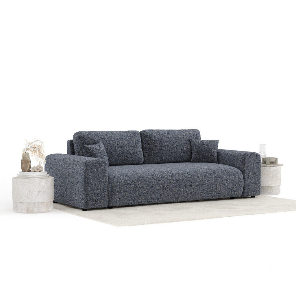 Thumbnail - Maison de Reve 3-Sitzer-Sofa, Dunkelblau, Textil, Füllung: Silikon,Schaumstoff, Rundrohr, 213x79x108 cm, FSC 100%, Herge...