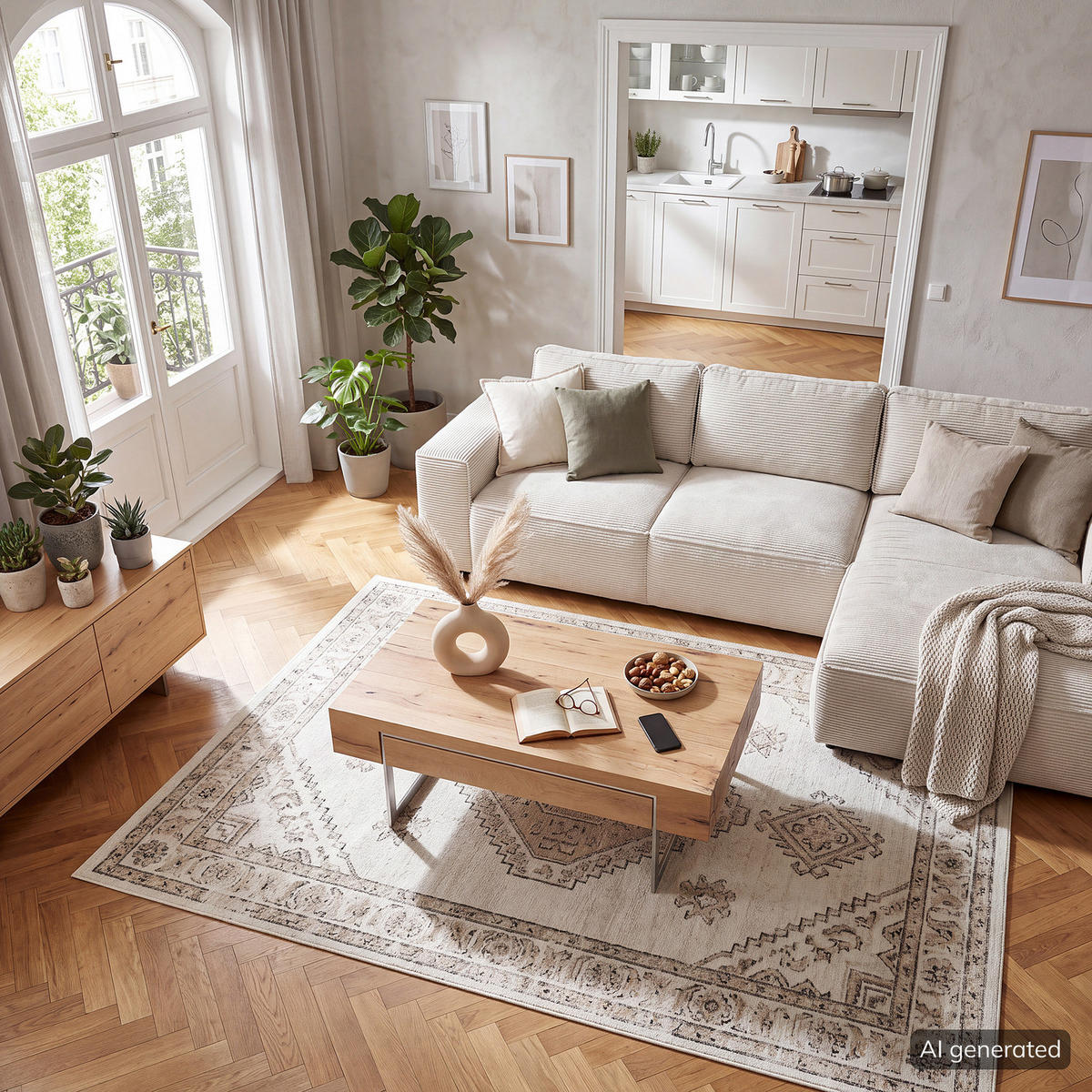 COUCHTISCH - Eiche Dekor / Silber - Braun, Holzwerkstoff/Metall (60/110/40cm) - home24