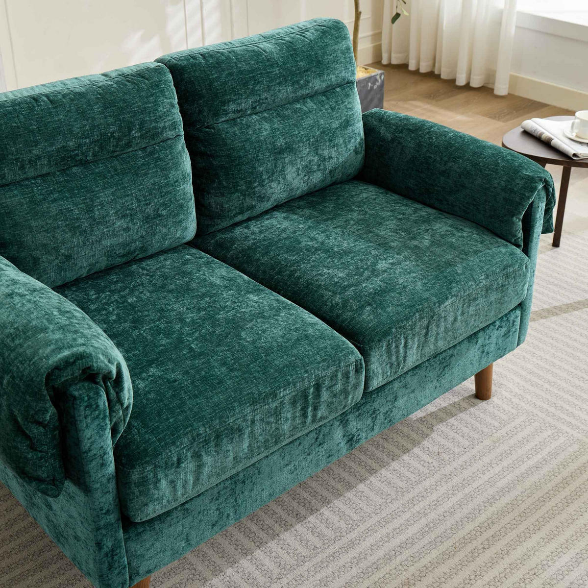 2-SITZER SOFA Chenille Grün - Grün, Holzwerkstoff/Textil (70/85/124cm) - WISHDOR