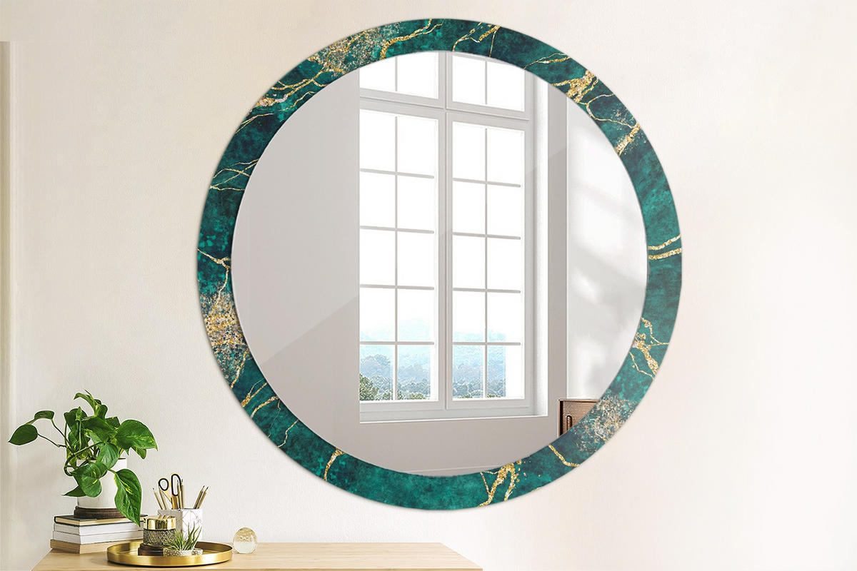 SPIEGEL Ø100 cm Rund mit Aufdruck - Türkis, Glas (100/100/0.4cm) - TULUP