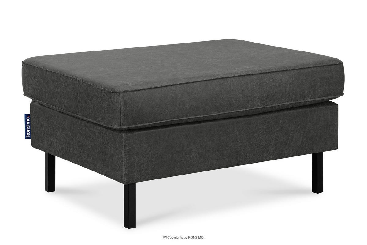 HOCKERSTUHL INVIA auf hohen Metallbeinen vintage, Lederoptik-Stoff, Dunkelgrau - Dunkelgrau/Schwarz, Textil (93/48/70cm) - KONSIMO®