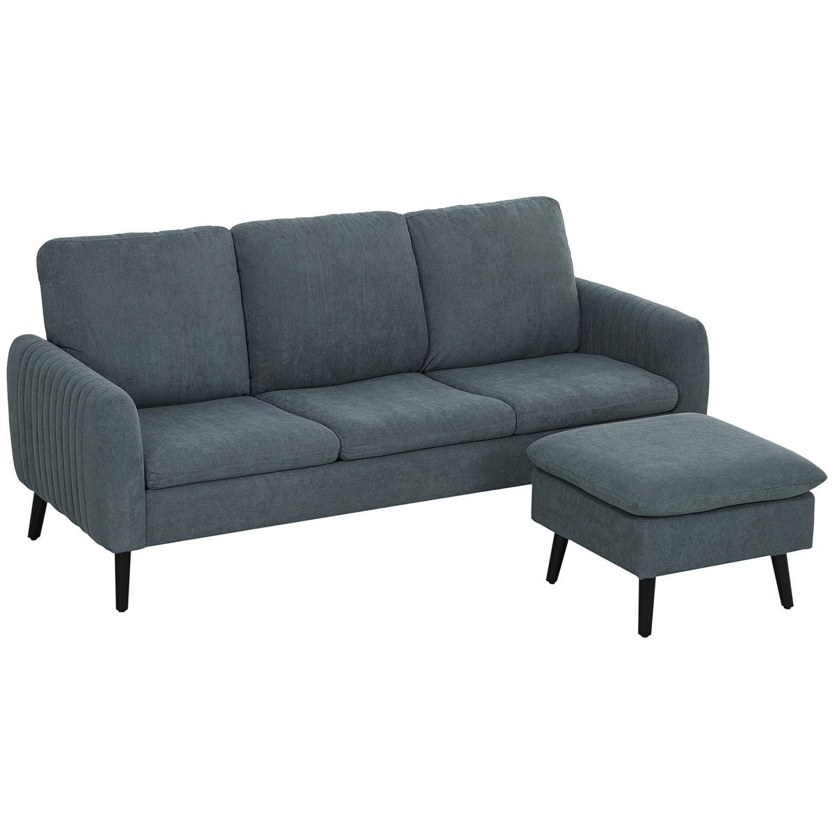 ECKSOFA Dunkelgrau 196.0/140.0/88.0 cm - Dunkelgrau, Textil (140/196cm)