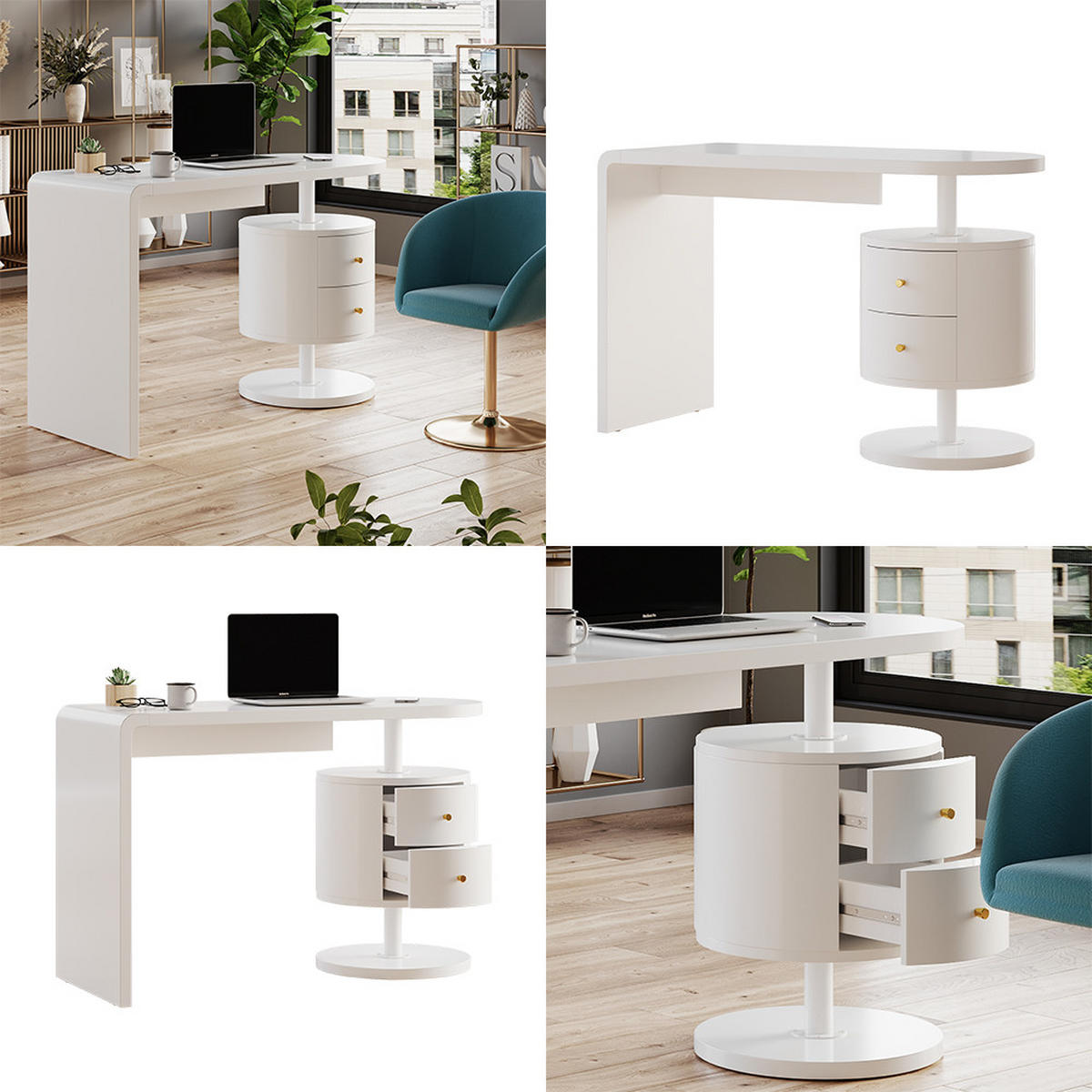 SCHREIBTISCH Lara Weiß Hochglanz 120 x 50 cm mit 2 Schubladen - Weiß Hochglanz, Holzwerkstoff (50/120/76cm) - Vicco