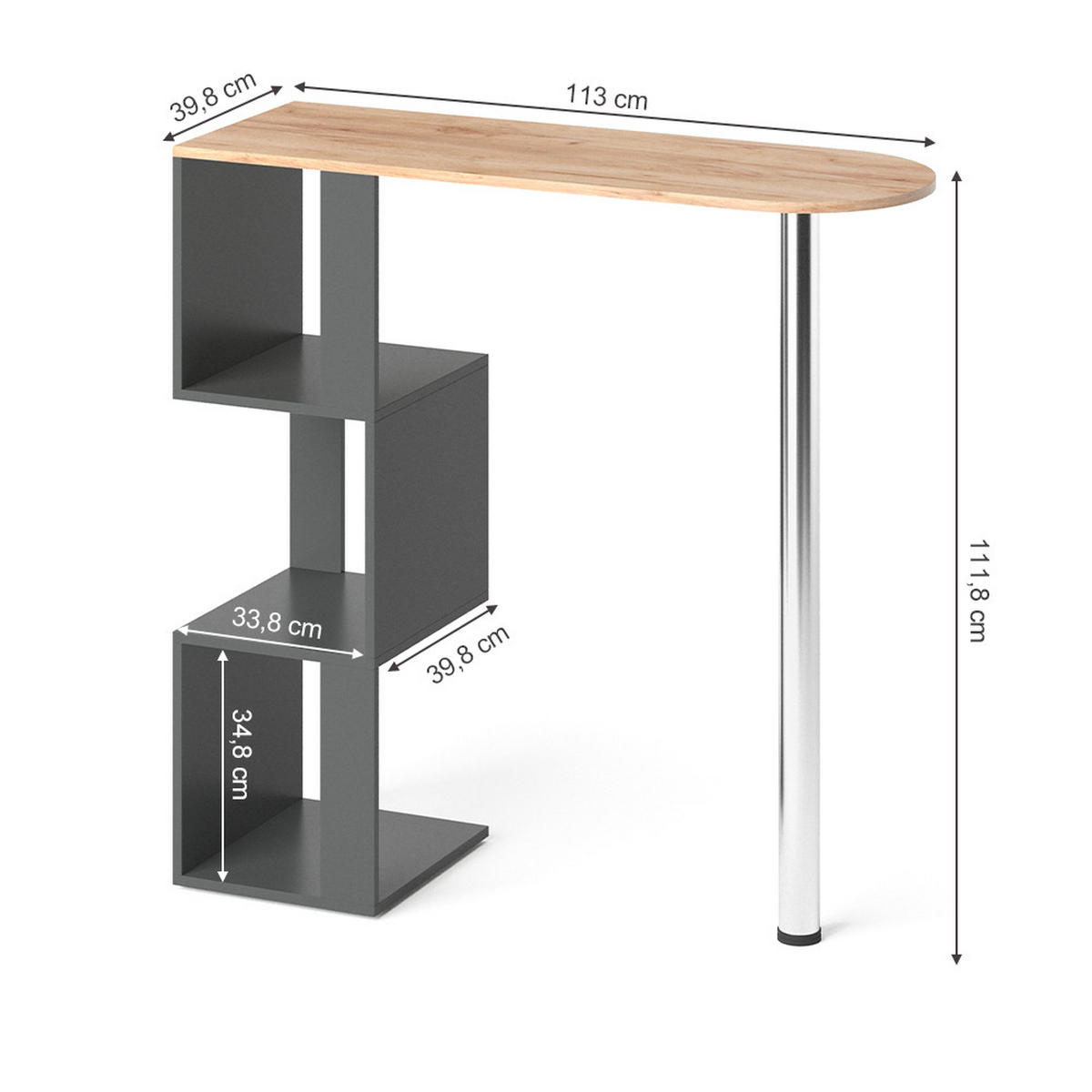BARTISCH Vincent Goldkraft Eiche 113 x 39.8 cm - Eiche Wotan, Holzwerkstoff (113/111.8/39.8cm) - Vicco
