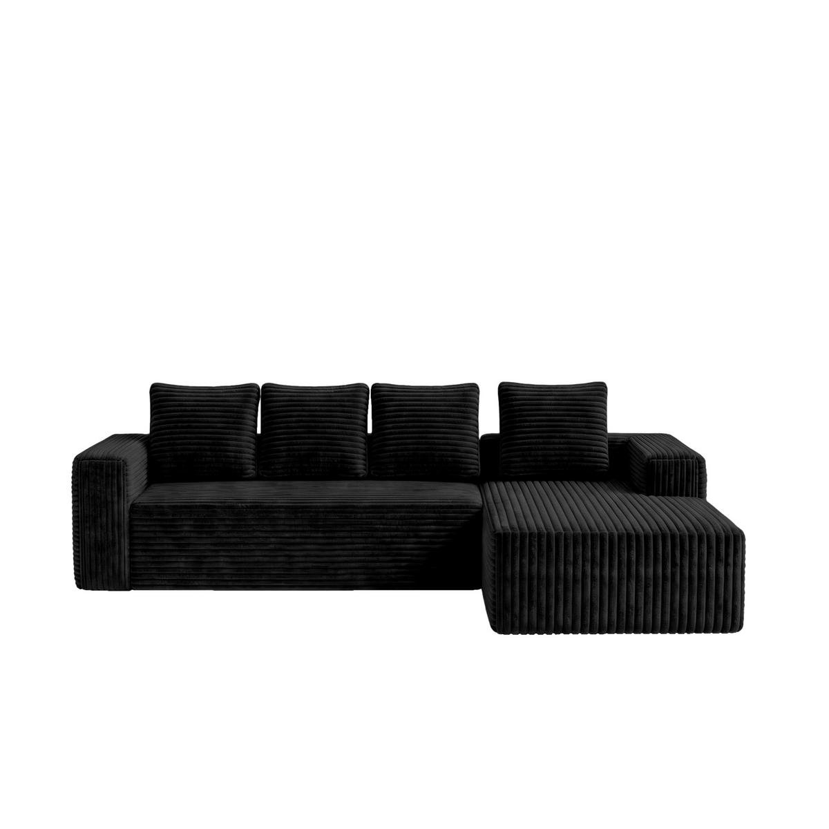 ECKSOFA Cloud L-Form mit linker Chaise, DE-42592, Schwarz - Schwarz, Textil (261/168cm) - ComfortXL