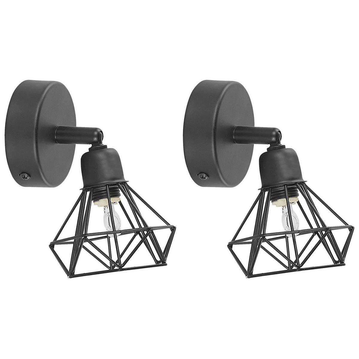 WANDLEUCHTE 2er-Set Erma 16/10/16 cm - Schwarz, Metall (10/8/16cm) - Beliani