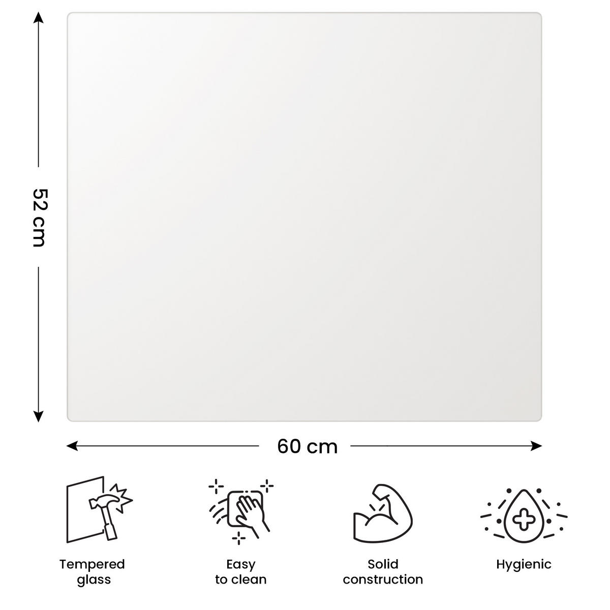 GLAS Herdabdeckplatte Schneidebrett PREMIUM SUPER WHITE 52x60 cm - Weiß Hochglanz, Glas (60/0.4cm) - ALLboards