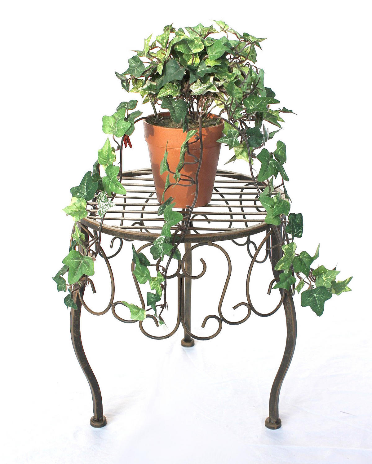 BLUMENHOCKER Rund Metall Braun 35 cm 140129 XL - Braun, Metall (32/35/32cm) - DanDiBo