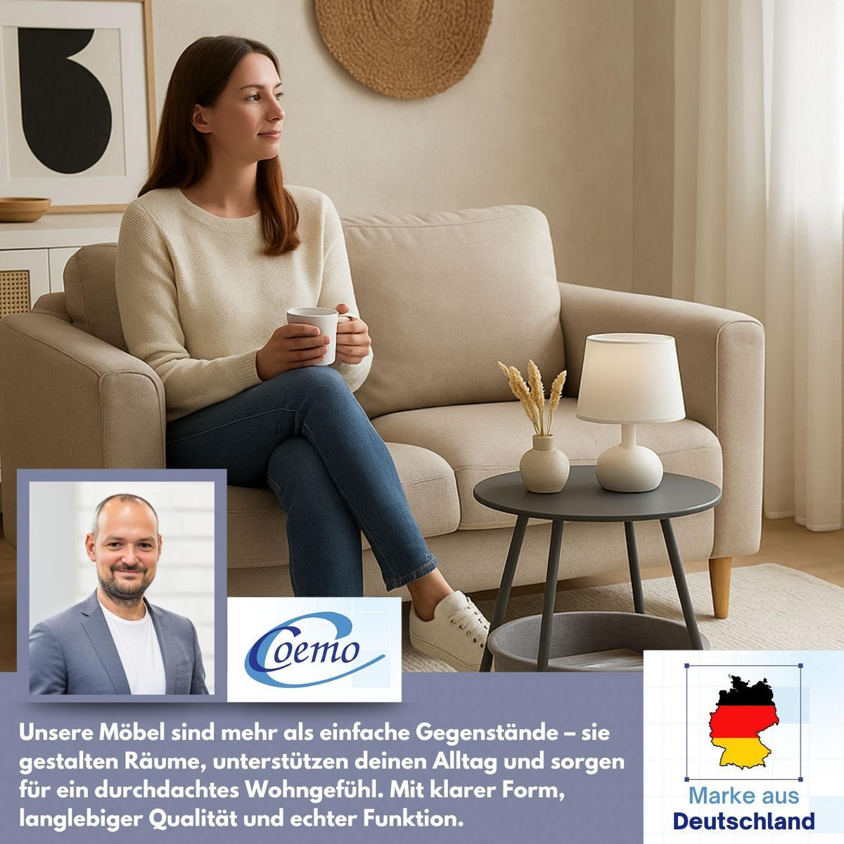 COUCHTISCH KOSI Metall mit Aufbewahrungskorb Canvas Grau - Grau, Metall (50/50/45cm) - Coemo