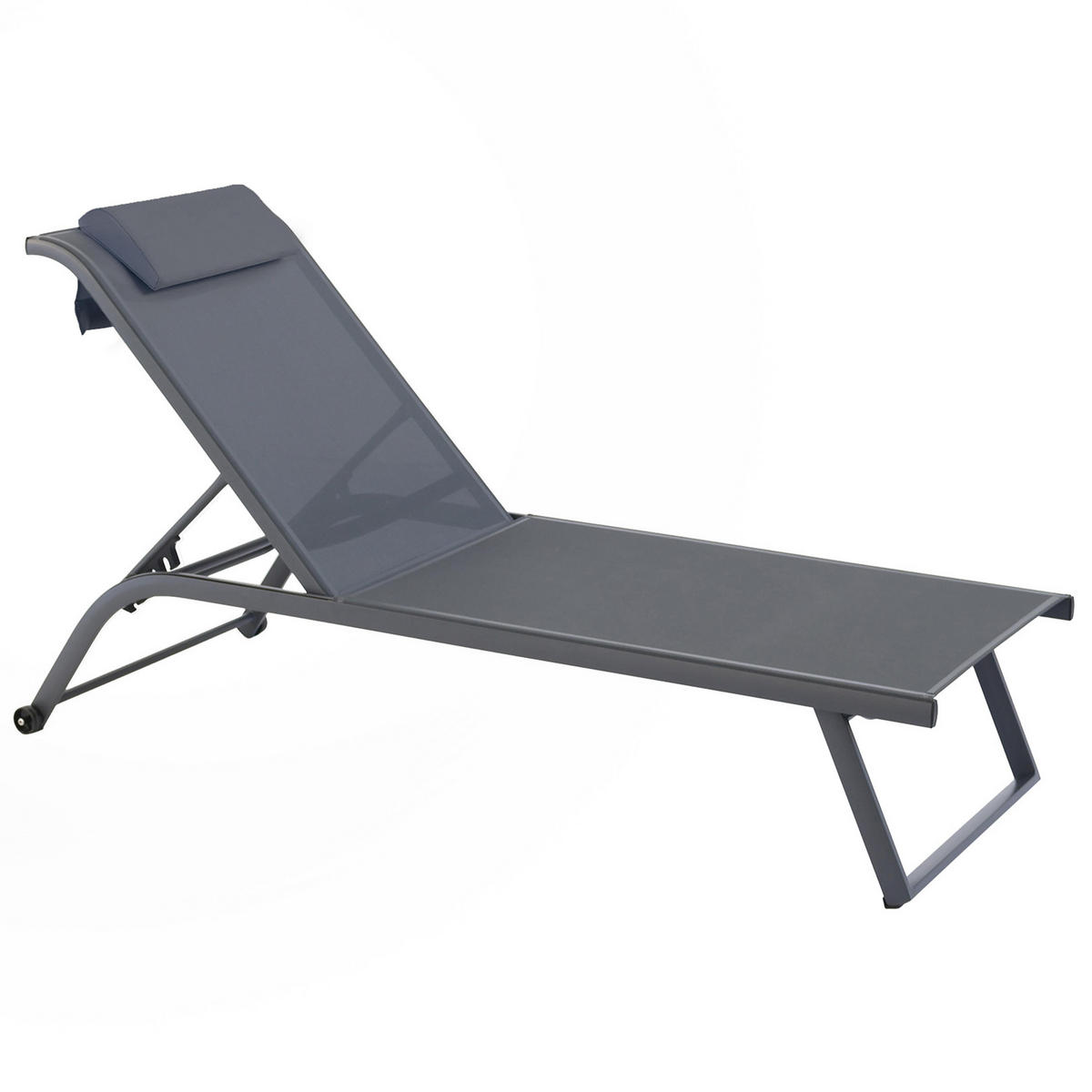 SONNENLIEGE 2-tlg., Grau - Grau, Textil (70/69/182cm) - Oviala