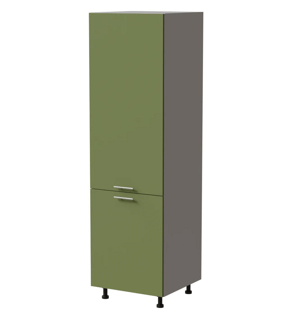 Feldmann-Wohnen Kühlschrankumbauschrank Grün, Grau 60x207x59 cm