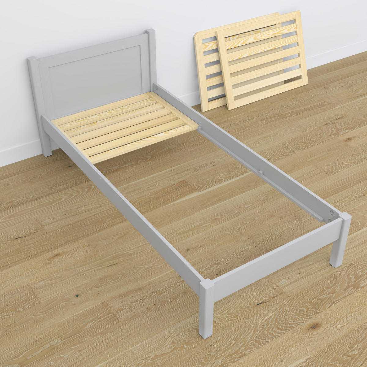 BETT mit Schublade N02 Grau 80/190 - Grau, Naturmaterialien/Holz (80/190cm) - N-Wood