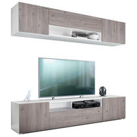 WOHNWAND Mogan Fronten in Eiche Nordic - Silbereichenfarben, Holzwerkstoff (181/147/35cm) - Vladon