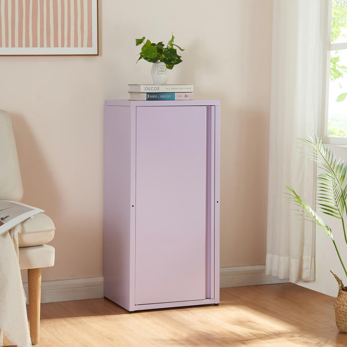 AKTENSCHRANK Burlöv - Lila, Metall (40/88/35cm) - [en.casa]